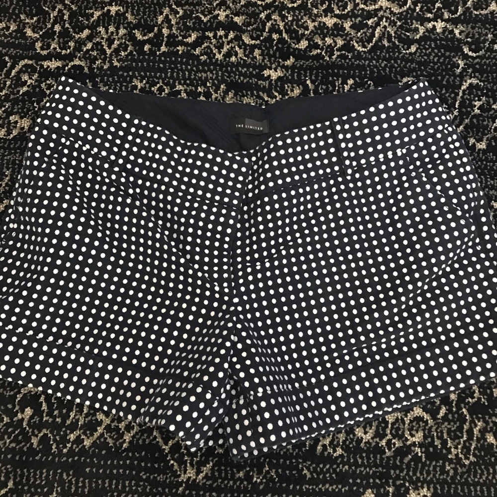 Navy and White Ann Taylor polka dot shorts